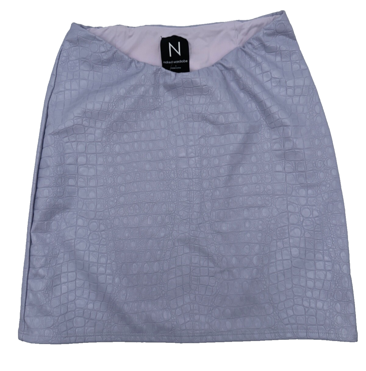 $86 N Naked Wardrobe Women’s Faux Crocodile Skin Mini Skirt- Lavender- Small