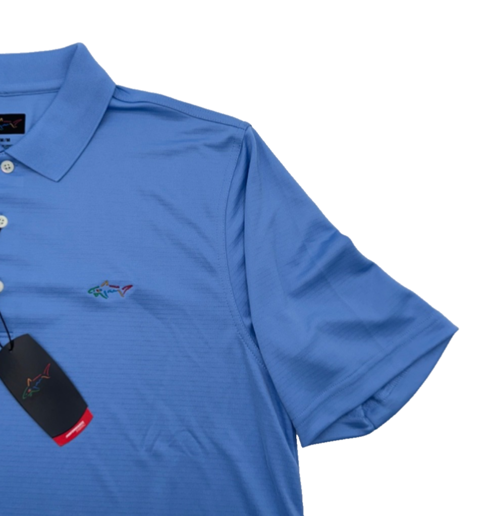 $59 Greg Norman Men’s Oyster Pique Performance Golf Polo - Azur - Medium -New