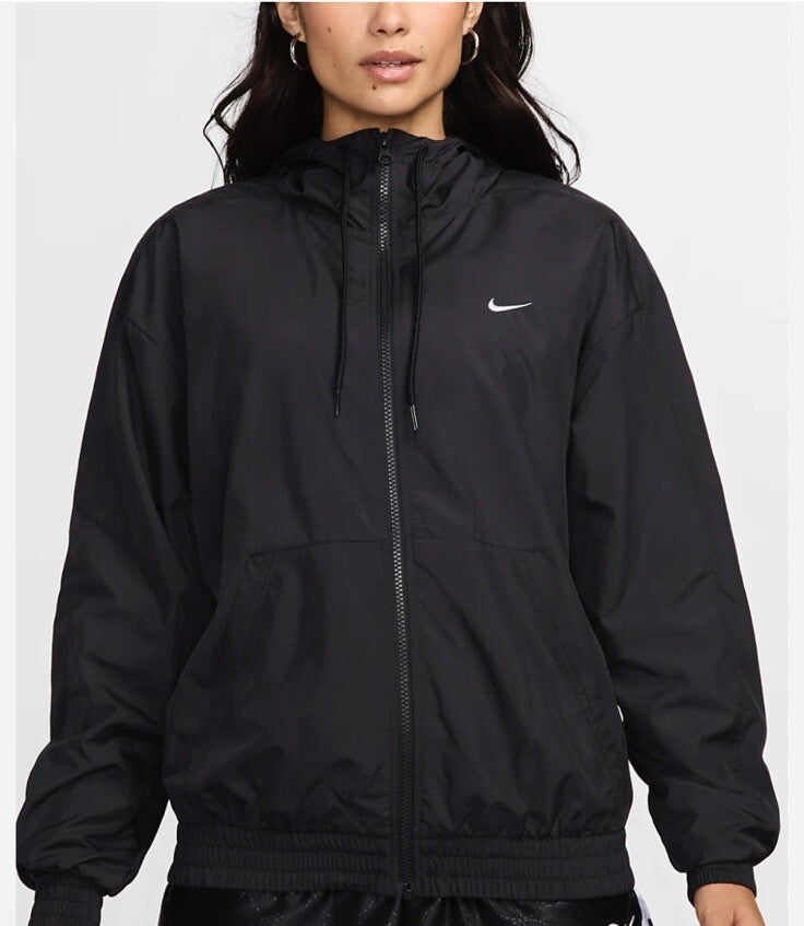 $76 Nike Women's Woven Oversized Hooded Jacket FV6298-010 -Black- Large - New