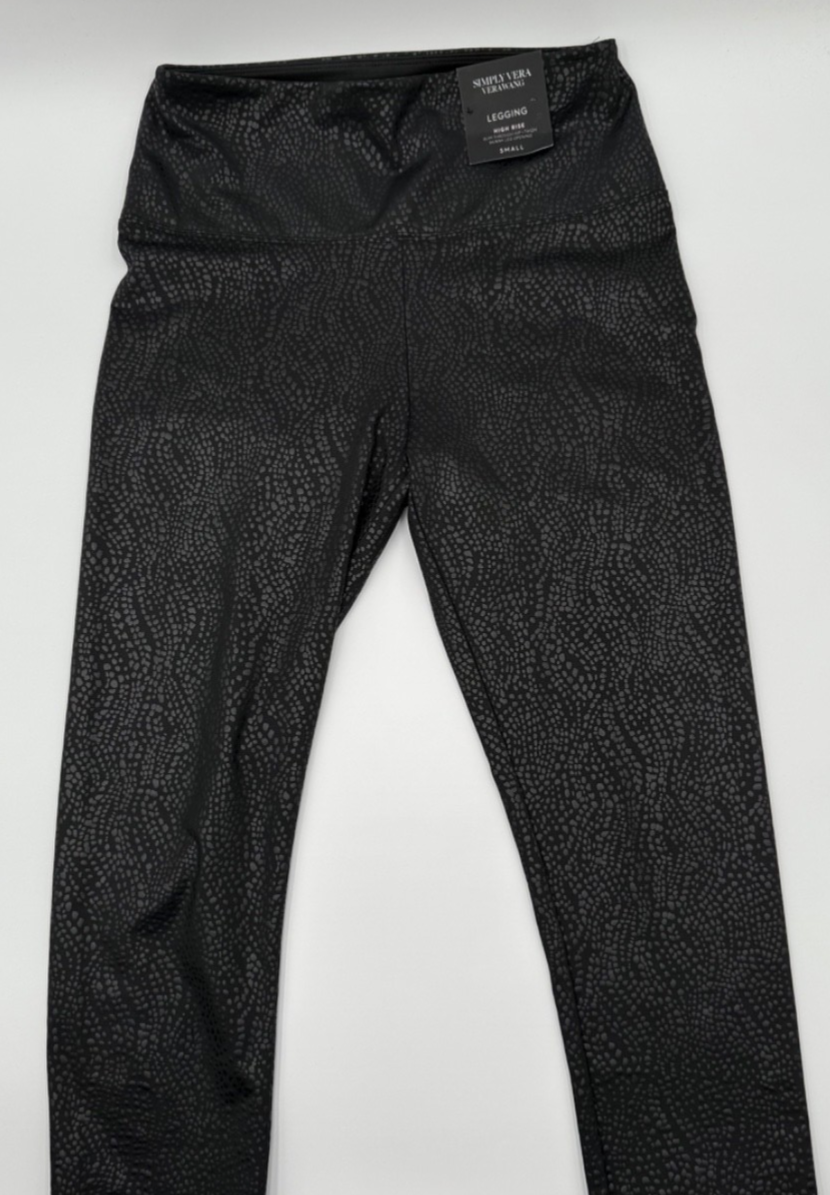 $46 Vera Wang Women’s-High Rise Faux Leather Shaping Legging-Black Snake-Small
