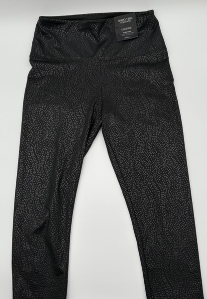 $46 Vera Wang Women’s-High Rise Faux Leather Shaping Legging-Black Snake-Small