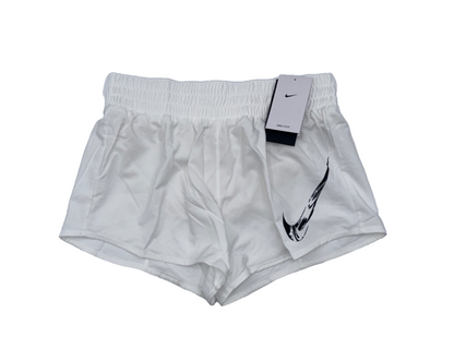 $45 Nike Women's Dri-FIT Mid-Rise Brief-Lined Graphic Shorts - White - Medium