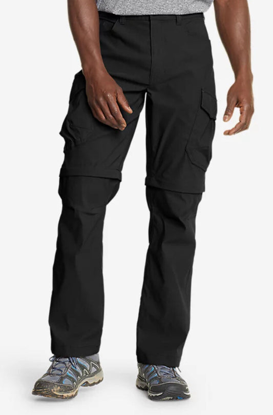 $70 Eddie Bauer Men’s Convertible Rainier Hiking Cargo Pants -Black- 34W 30L-New