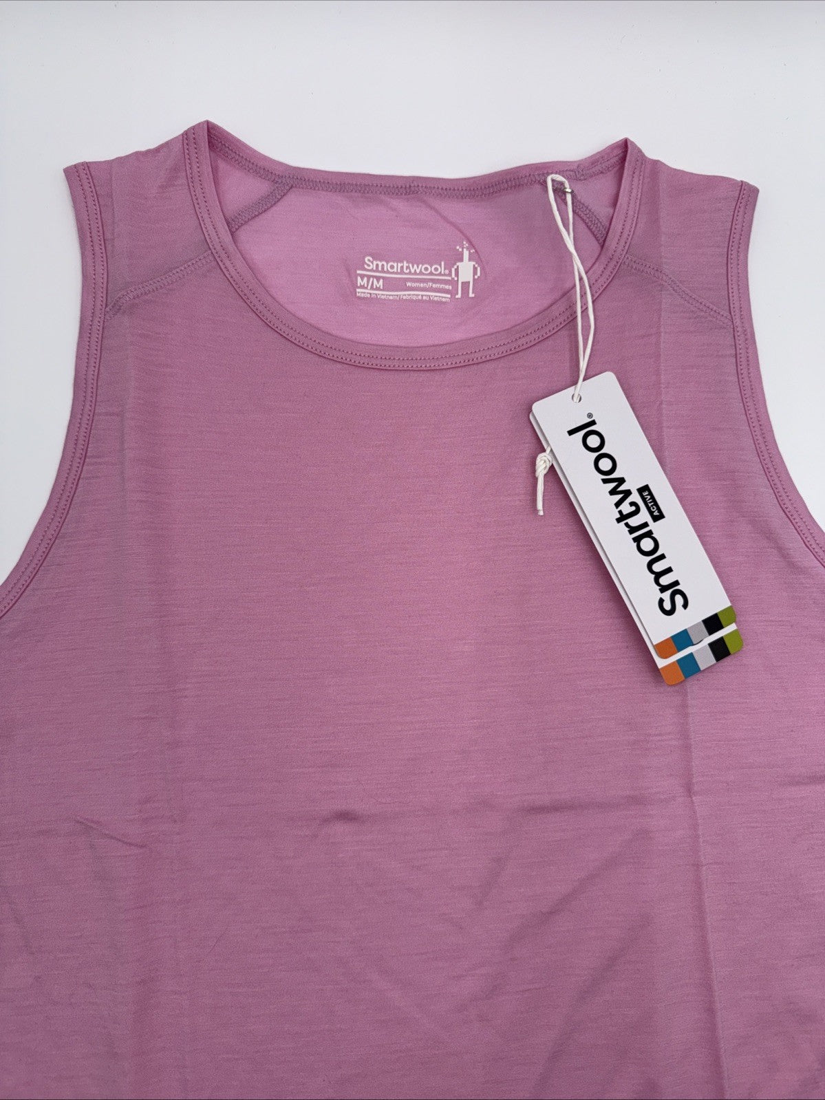 $55 Smartwool Women’s Active Ultralite High Neck Tank Shirt- Light Pink- Medium