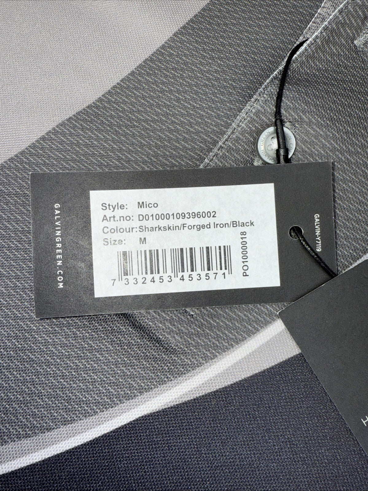 $100 Galvin Green Men’s Mico Golf Shirt Polo- Sharkskin Grey Black - Medium -New