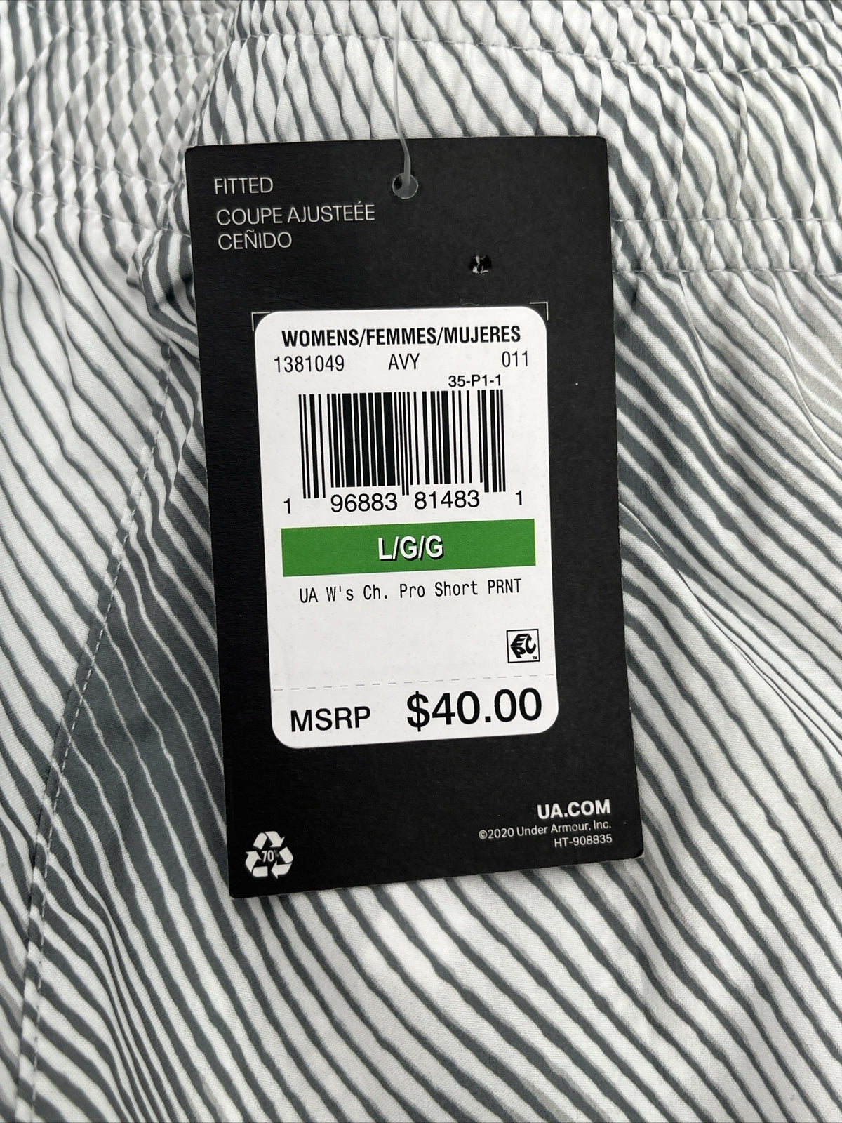 $40 Under Armour Women’s Pro Shorts PRINT Lightweight- White/Grey-Large-New