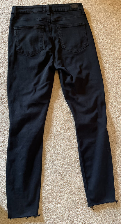 PAIGE Women’s Margot Ankle Denim Jeans  On Purpose Knee Holes-Black- 30W- New