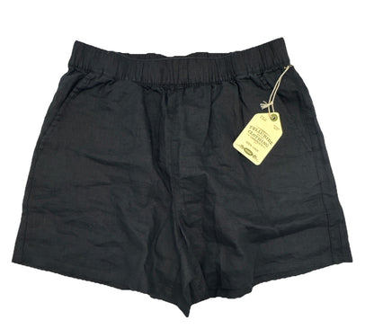 Telluride Clothing Company Women’s 100% Linen Pull-On Shorts-Black- Size: Medium