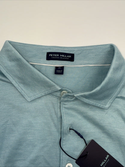 $160 Peter Millar Men’s Crown Crafted Excursionist Flex Polo Shirt-Blue-XLarge