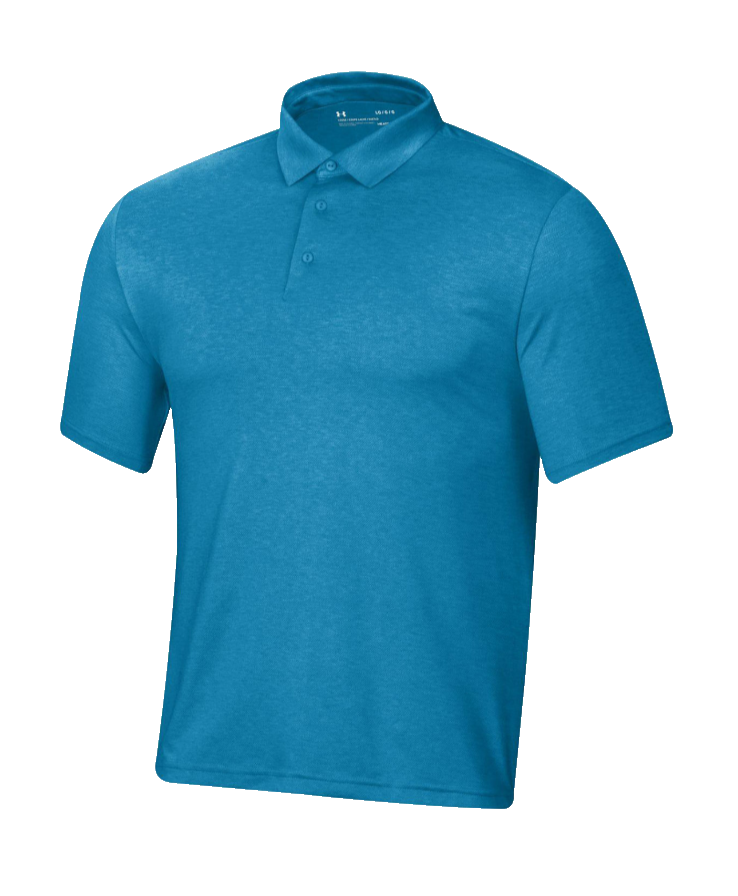 $75 Men's Under Armour Golf Playoff 3.0 Heather Polo - Cosmic Blue - Small -New