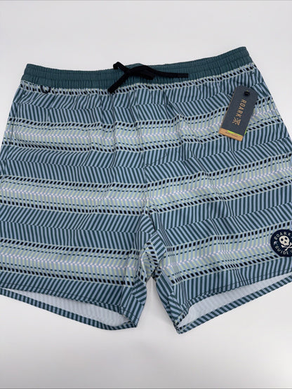 $66 Roark Men’s Shorey 16” Elastic Waist Trunks-Herringbone Cosmica-Large-New