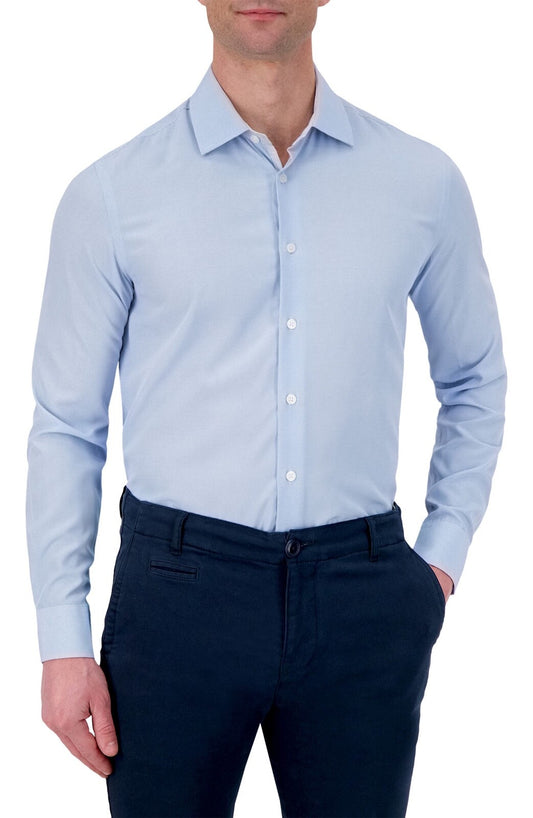 $68 Report Collection Men’s  4 Way Stretch Slim Fit Button Up Shirt-Blue- Small