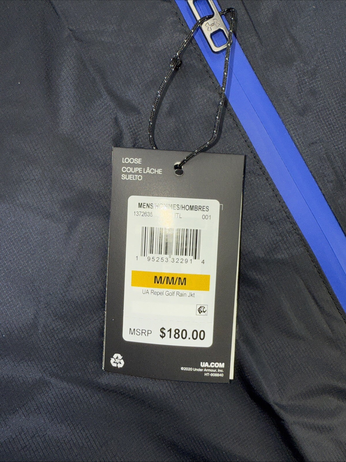 $180 Under Armour Men’s Impasse Repel Golf Rain Jacket - Black- Medium - New Tag