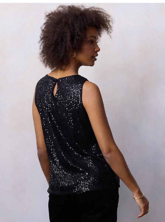 LC Lauren Conrad Women’s Scoopneck Sleeveless - Black Sequin-XSmall-New Tag  $48
