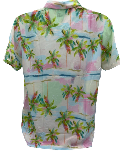 $54 Duvin Men's Pastel Palmy Shirt - Green/Pink/Blue - Medium - New With Tags