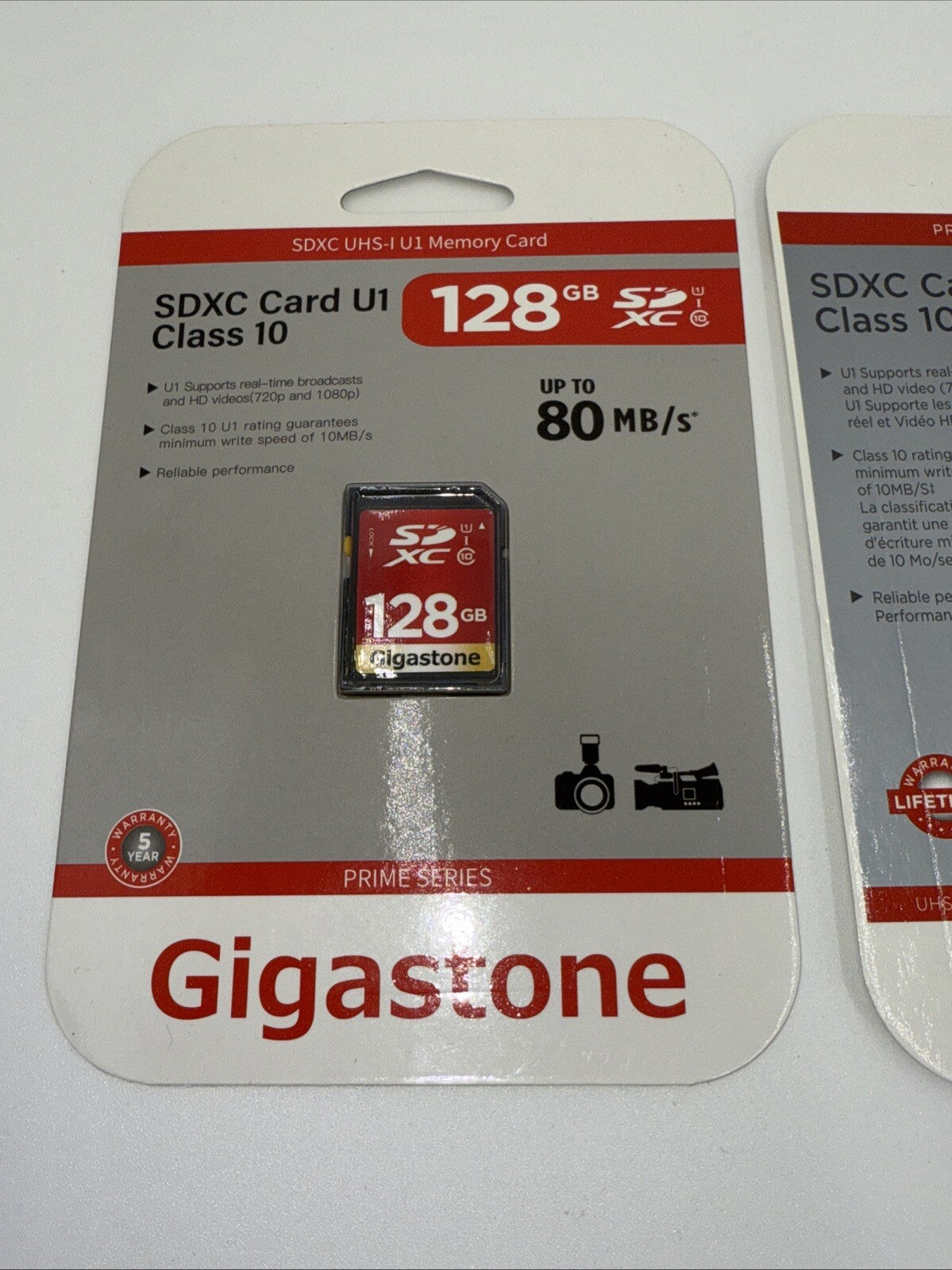 Lot Of 2 X Gigastone 128GB SD Card Class 10 SDXC Memory Card High Speed Video