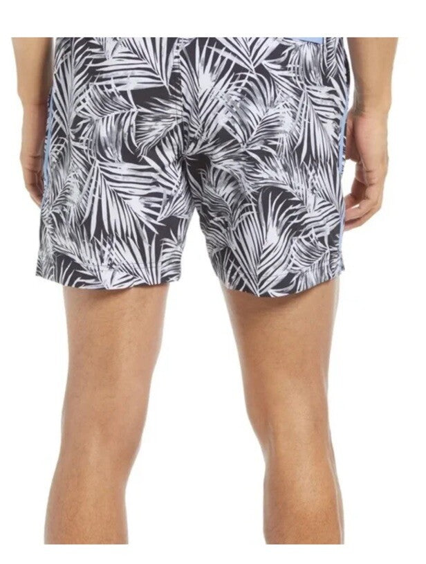 $89 FAIR HARBOR Men’s Sextant Swim Trunk Inner Lined Shorts-white/Blk-Size: 36W