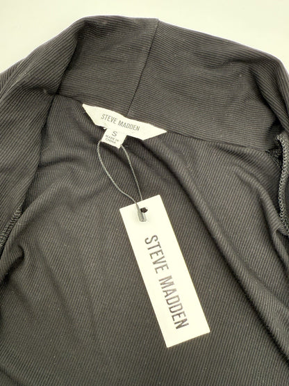 $89 Steve Madden Women’s-Soft Side Ribbed Knit Jacket Top- Black- Small-New Tag