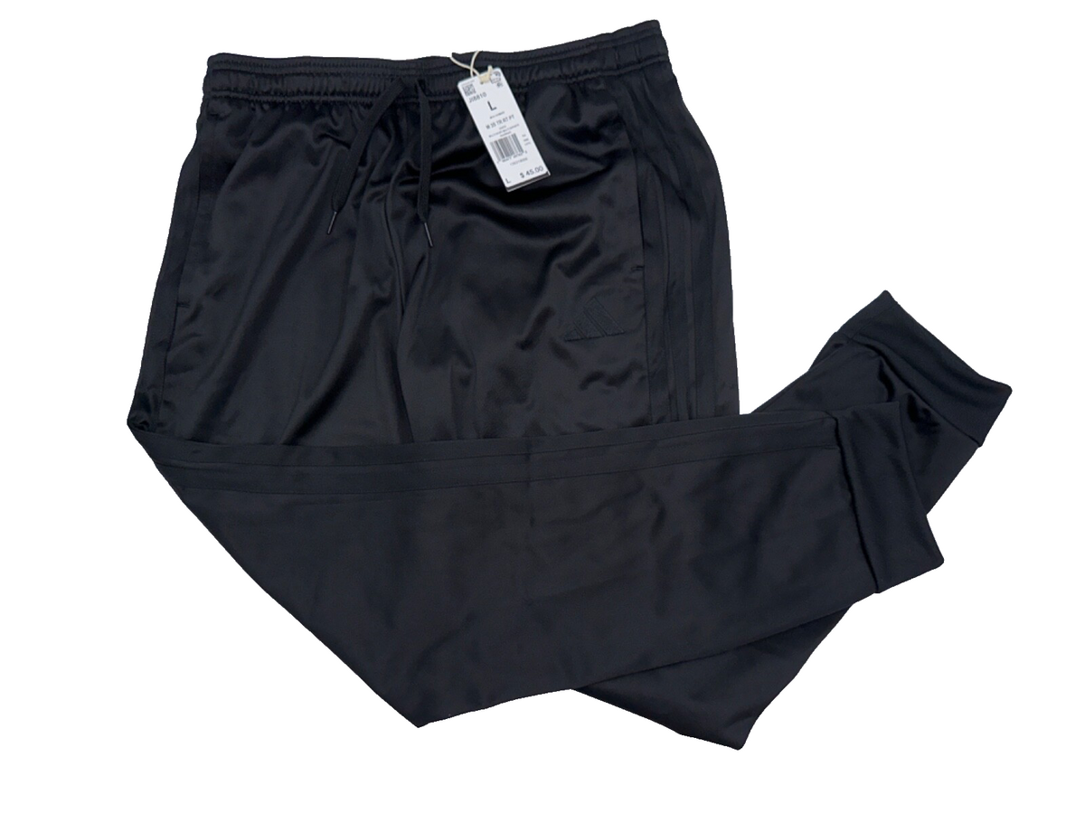 $45 Adidas Men's 3 Stripes Tricot Regular Tapered Track Pant - Black -Large-New