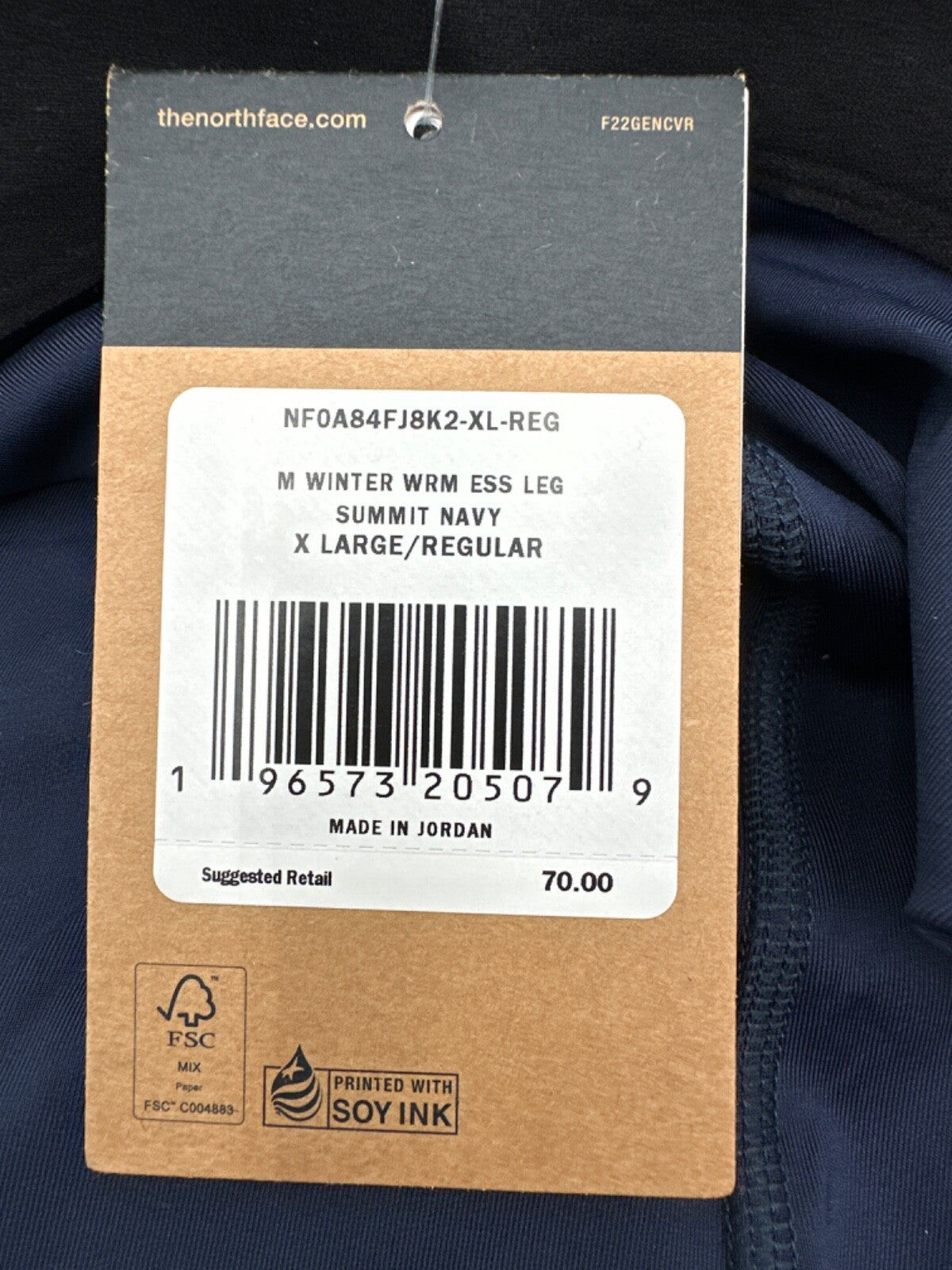 $70 The North Face Men’s Winter Warm Essential Leggings- Summit/Navy - XLarge