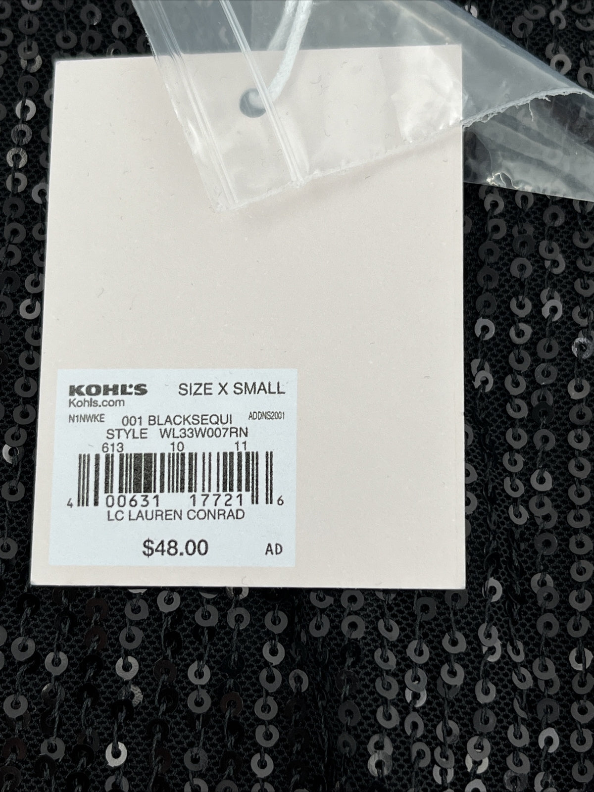 LC Lauren Conrad Women’s Scoopneck Sleeveless - Black Sequin-XSmall-New Tag  $48