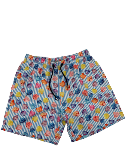 $80 Franks Men’s  6” Swim Shorts - Beachcomber Stripe- Medium- New with Tag