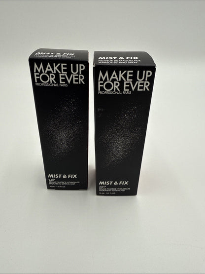 Lot Of 2 Make Up For Ever Mist & Fix 24H Hydrating Setting Mist Mini, 1 oz. each