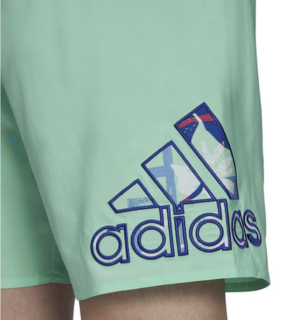 Adidas Swim Trunks Mens Floral Logo 9" Inseam Lined - Pulse Mint- Small- New