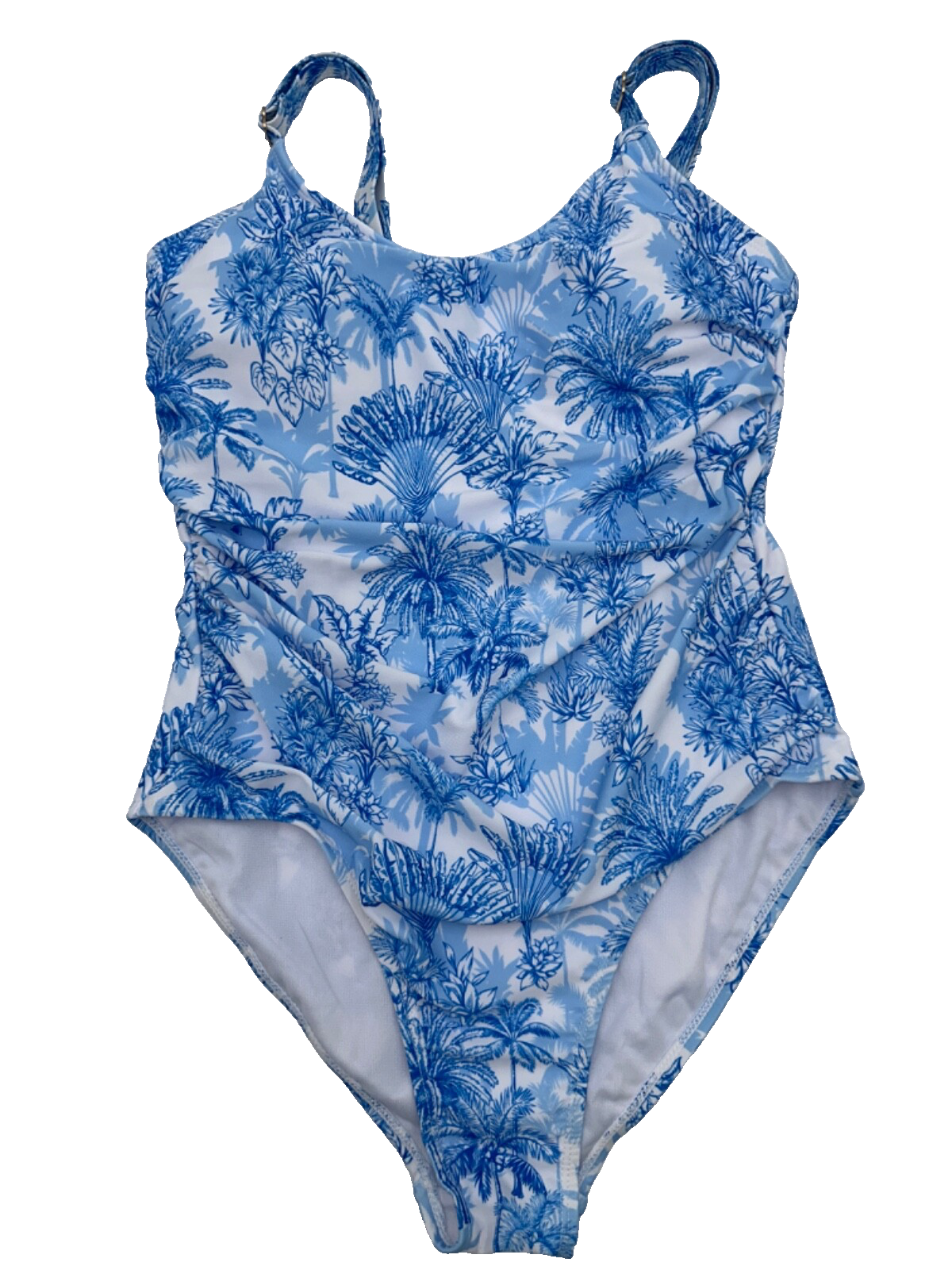 $120 Nicole Miller Women’s 1pc Swimsuit W/Side Ruching - Blue - Medium- New