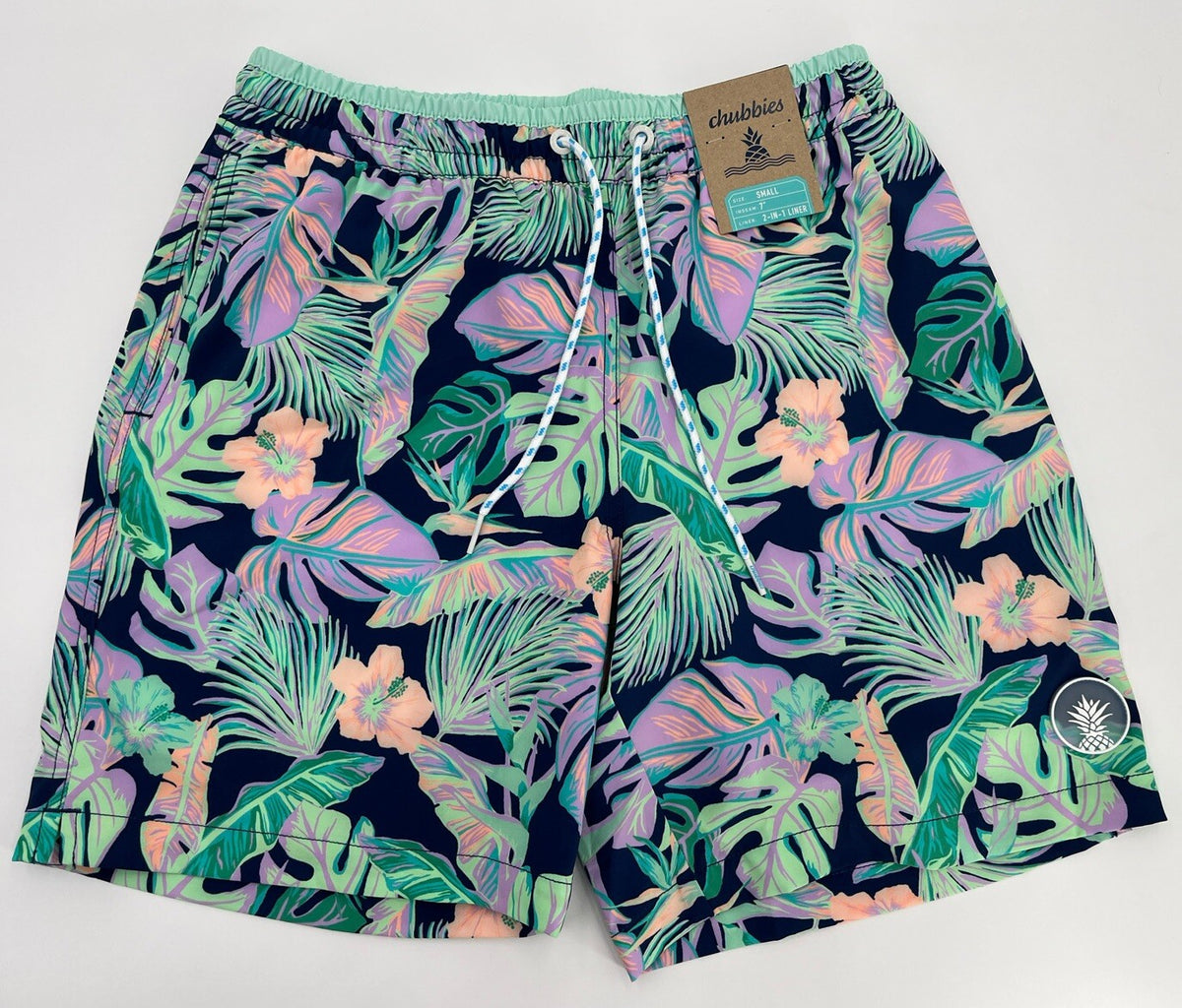 Chubbies Men's Stretch Swim Trunks 7" The Night Faunas -Multi-Small-New $79.50