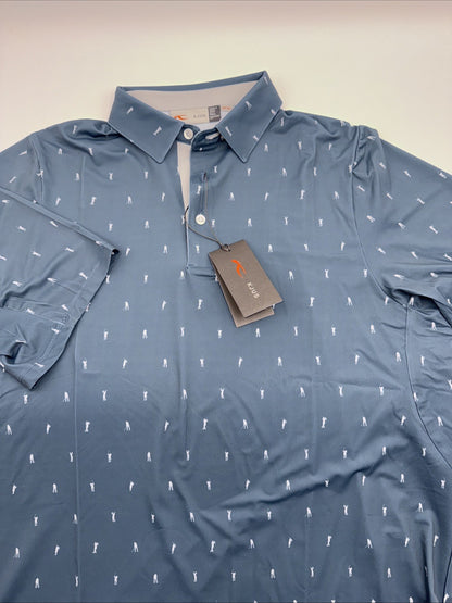 $104 KJUS Men’s Men Golfer Golf Polo Shirt MG60-L11- Steel Blue- Medium- New Tag