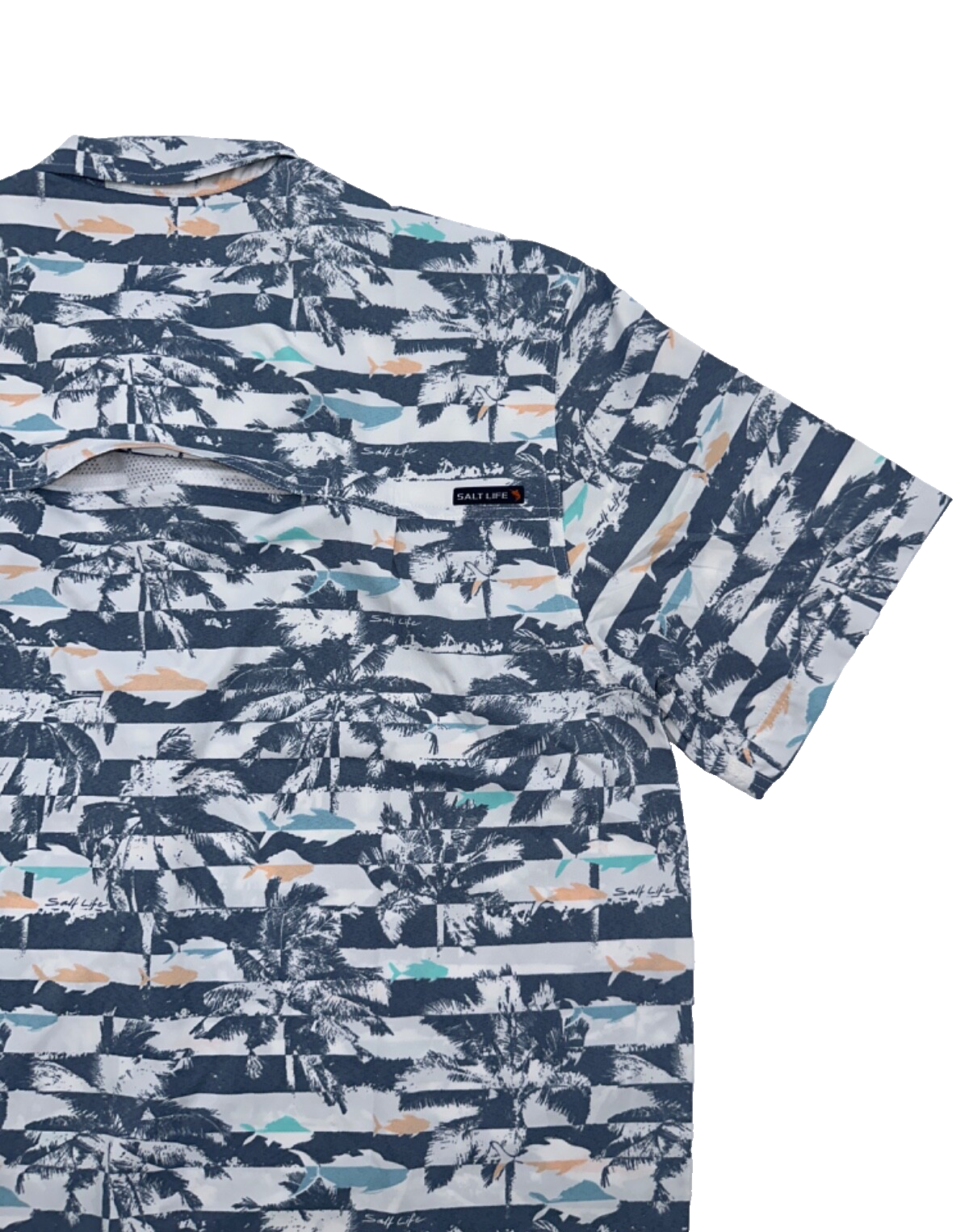 $72 Salt Life Men's Sunshine Button Down Shirt - Elemental Blue - Large- New