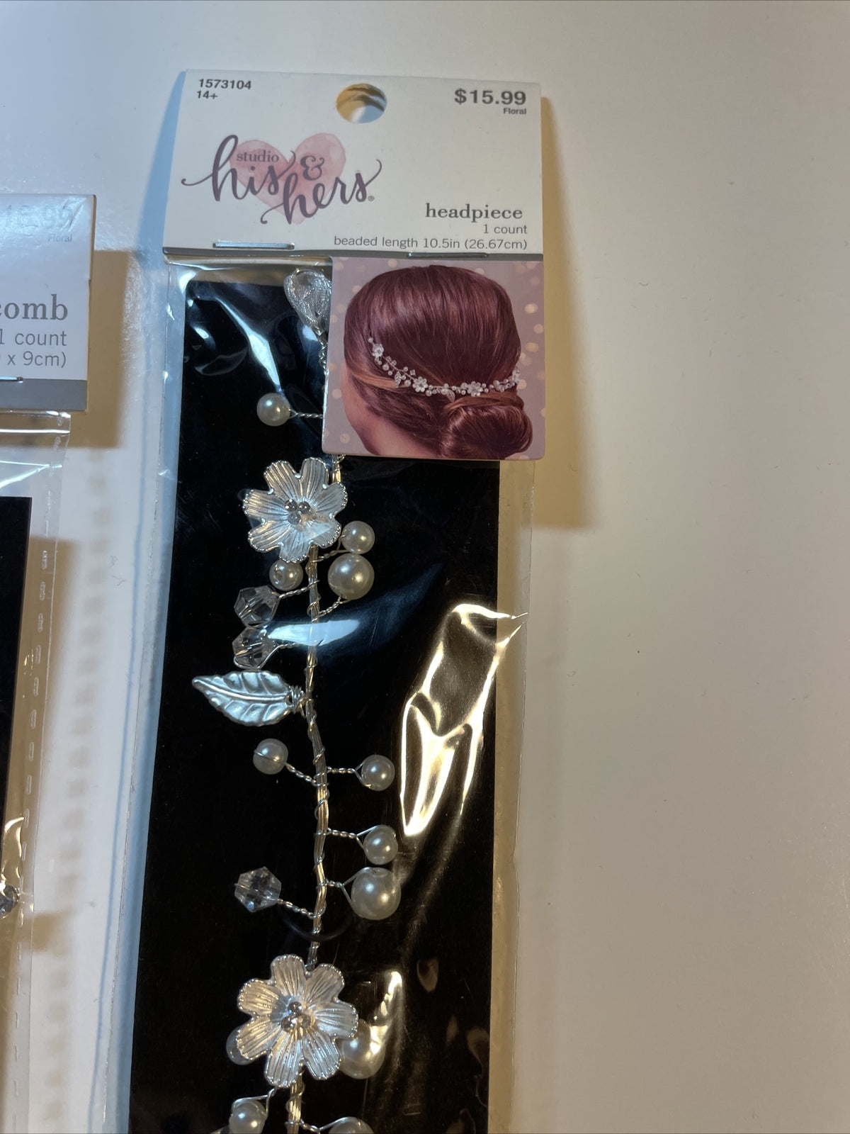 Combo Lot 3 PCs Studio His & Hers WEDDING Set: Hair Comb - Headpiece - Earrings