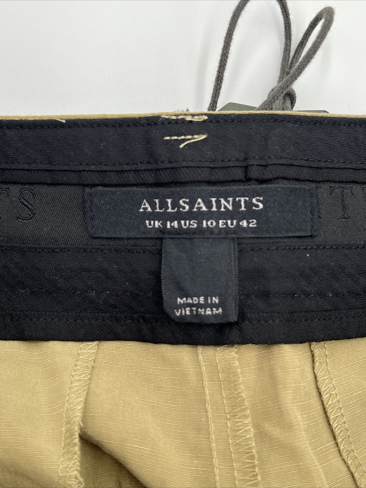 $148 AllSaints Women’s Linen-Blend Deri Lyn Pleated-light Khaki-Size: 14-New Tag