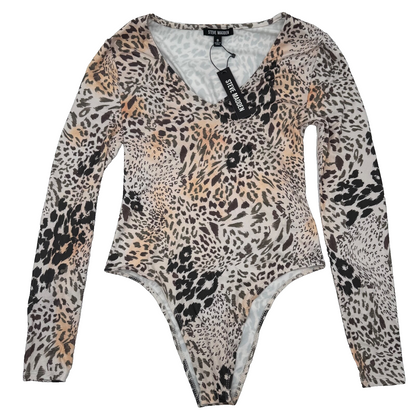 $49 Steve Madden Women’s-Long Sleeve Bodysuit-Leopard Print-Small-New Tag