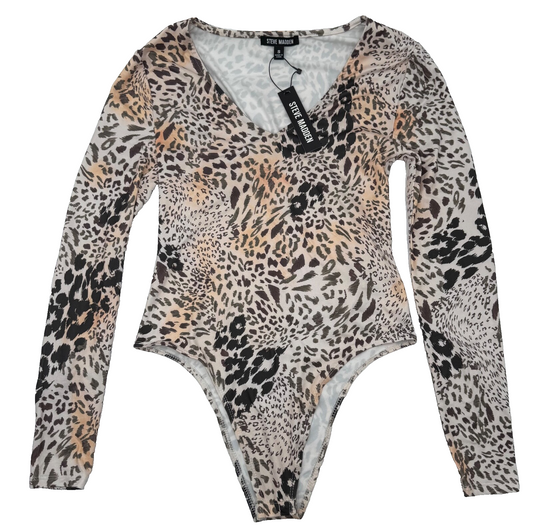 $49 Steve Madden Women’s-Long Sleeve Bodysuit-Leopard Print-Small-New Tag