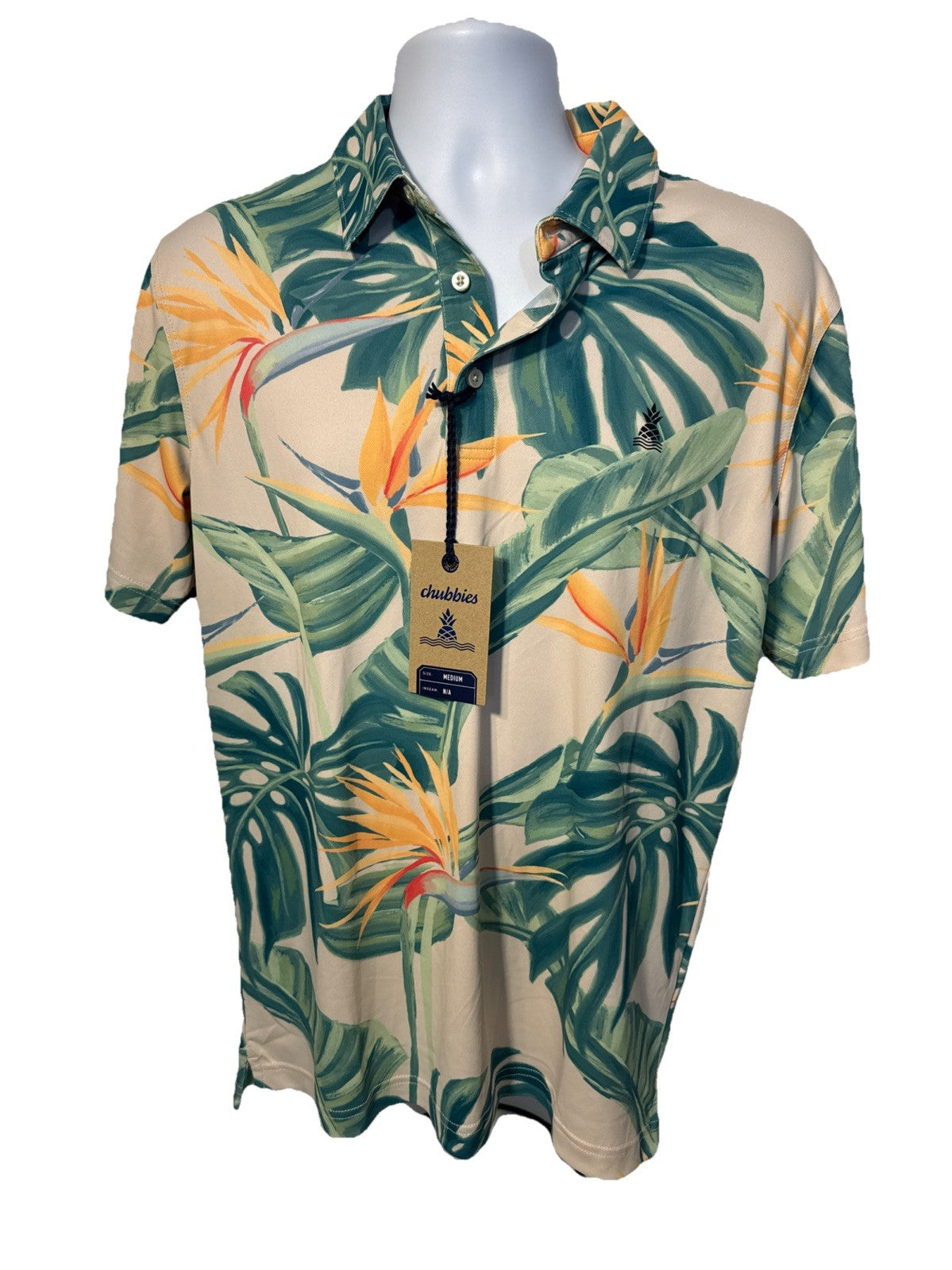 $65 Chubbies Men's The Frond Of You Range Polo Shirt-Multi-Medium-New Tag