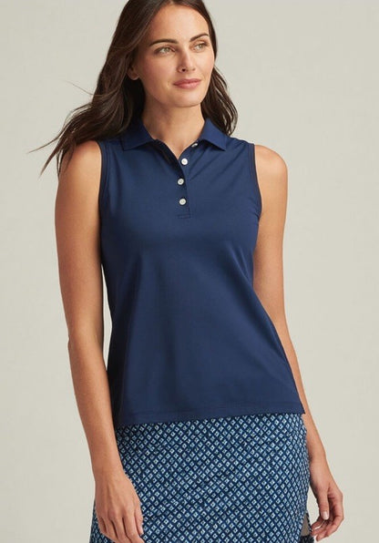 $85 Peter Millar Women’s Sleeveless Banded Polo Shirt - Navy - XSmall- New Tag
