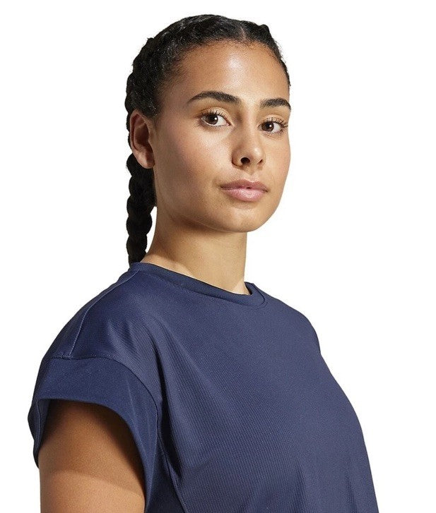 Adidas Women’s Cropped Studio Yoga Tee -Ink Legend Navy- Size: Large - NWT