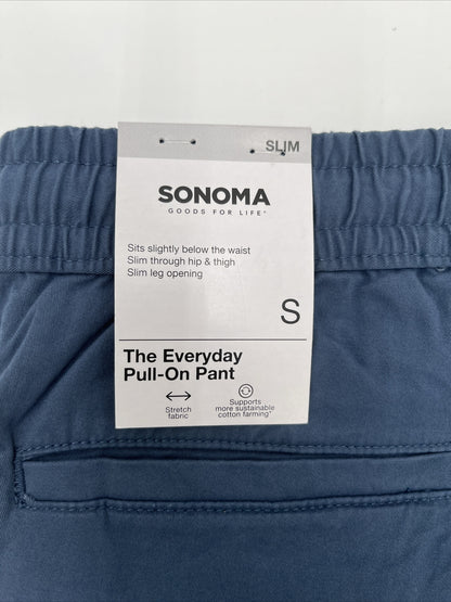 Sonoma Men’s Slim Fit Pull On Drawstring Pants - Turnberry Blue- Small- New Tag