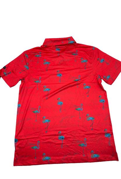 $50 YATTA GOLF Men’s Just Beachy Golf Polo - Red/Blue - Medium - New With Tags