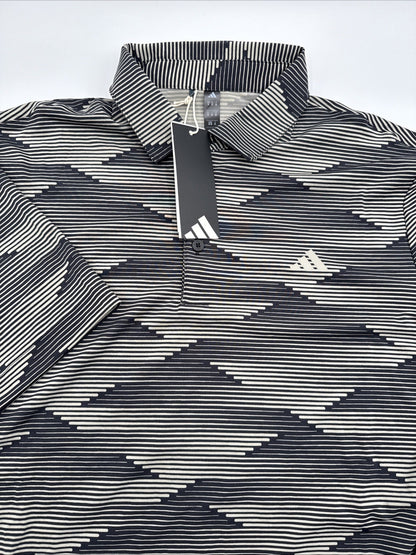 $70 Adidas Men’s Speed Stripped Polo Shirt Performance Golf- Putty -Medium-New