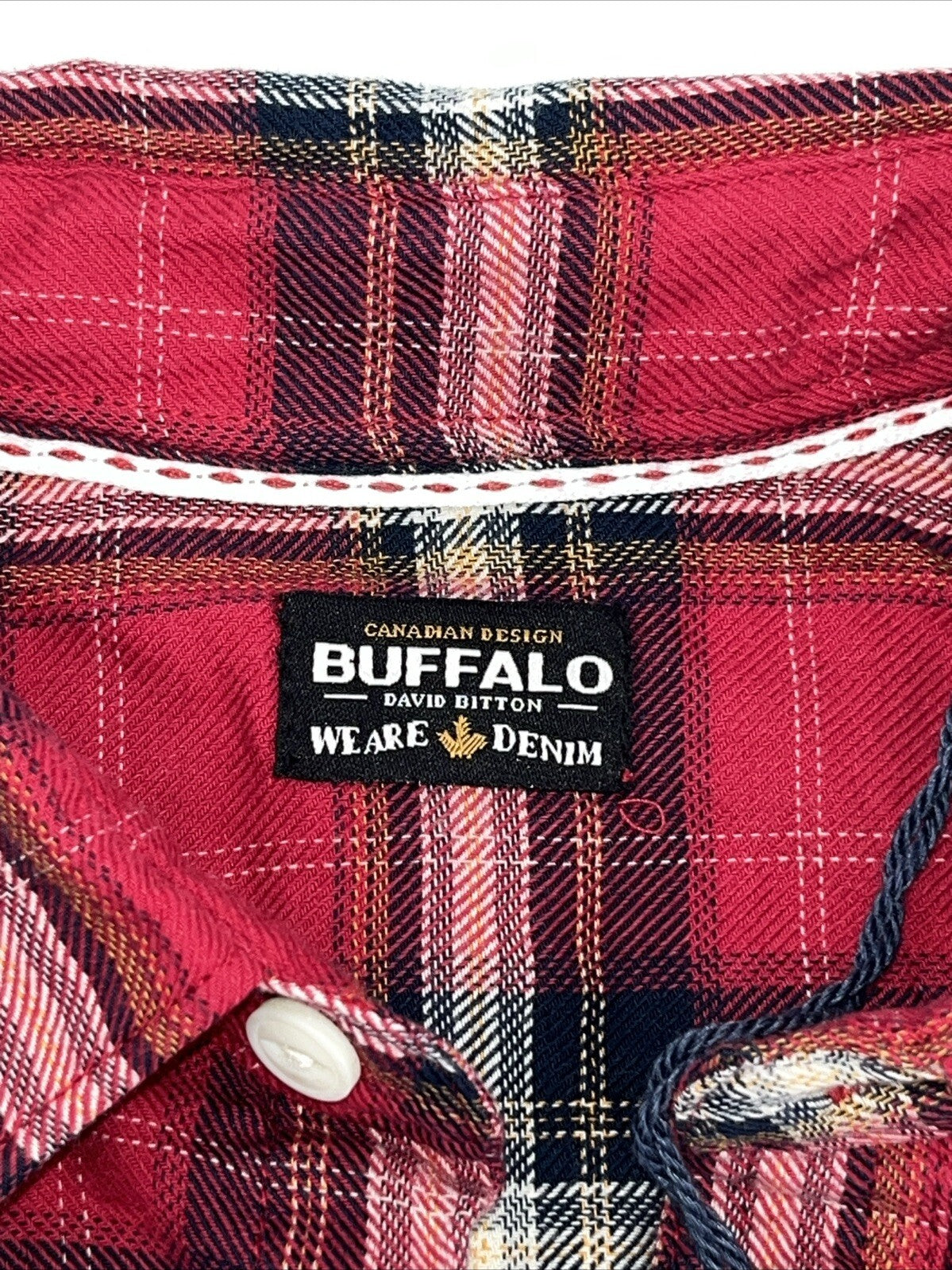 $79 Buffalo David Bitton Men’s Satwil Plaid Long Sleeve Shirt- Cranberry-Small