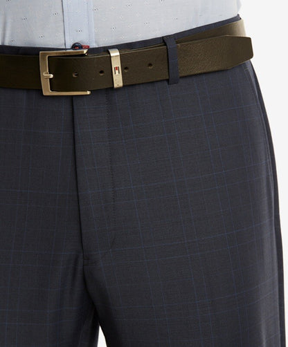 Tommy Hilfiger Men's 32W 32L Modern Fit THflex Wool Plaid Pants-Blue -Tyler-$190