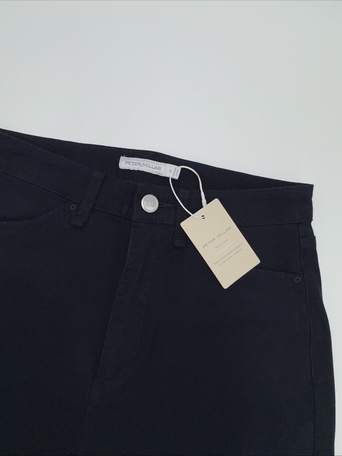 $150 Peter Millar Women's Karlie Stretch Sateen High Rise Pant-Navy-Size: 4 -NEW
