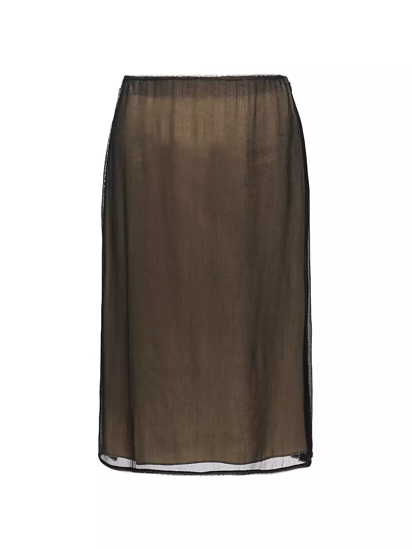 $365 Vince Women’s Beaded Border Sheer Knee Length Skirt- Black - Large - New