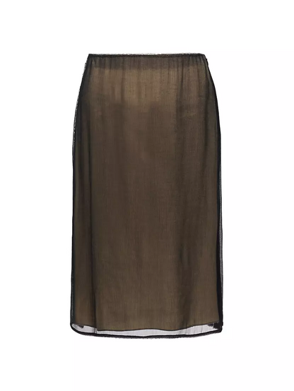 $365 Vince Women’s Beaded Border Sheer Knee Length Skirt- Black - Large - New