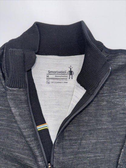 $140 Smartwool Women’s Intraknit Thermal Merino Base Layer 1/4 Zip-Black-Medium