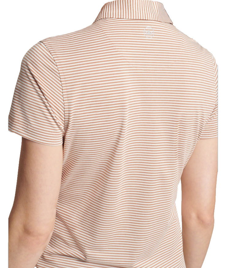 $110 Peter Millar Women's Sport Mesh Polo Shirt - Camel/Ivory - Large - New Tag