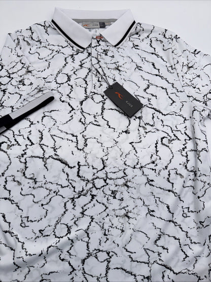 $104 KJUS Men’s Spot Printed Polo Shirt - White/ Black -Medium- New Tag